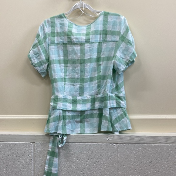 Max Studio women’s size large cotton wrap front striped top - Picture 4 of 5